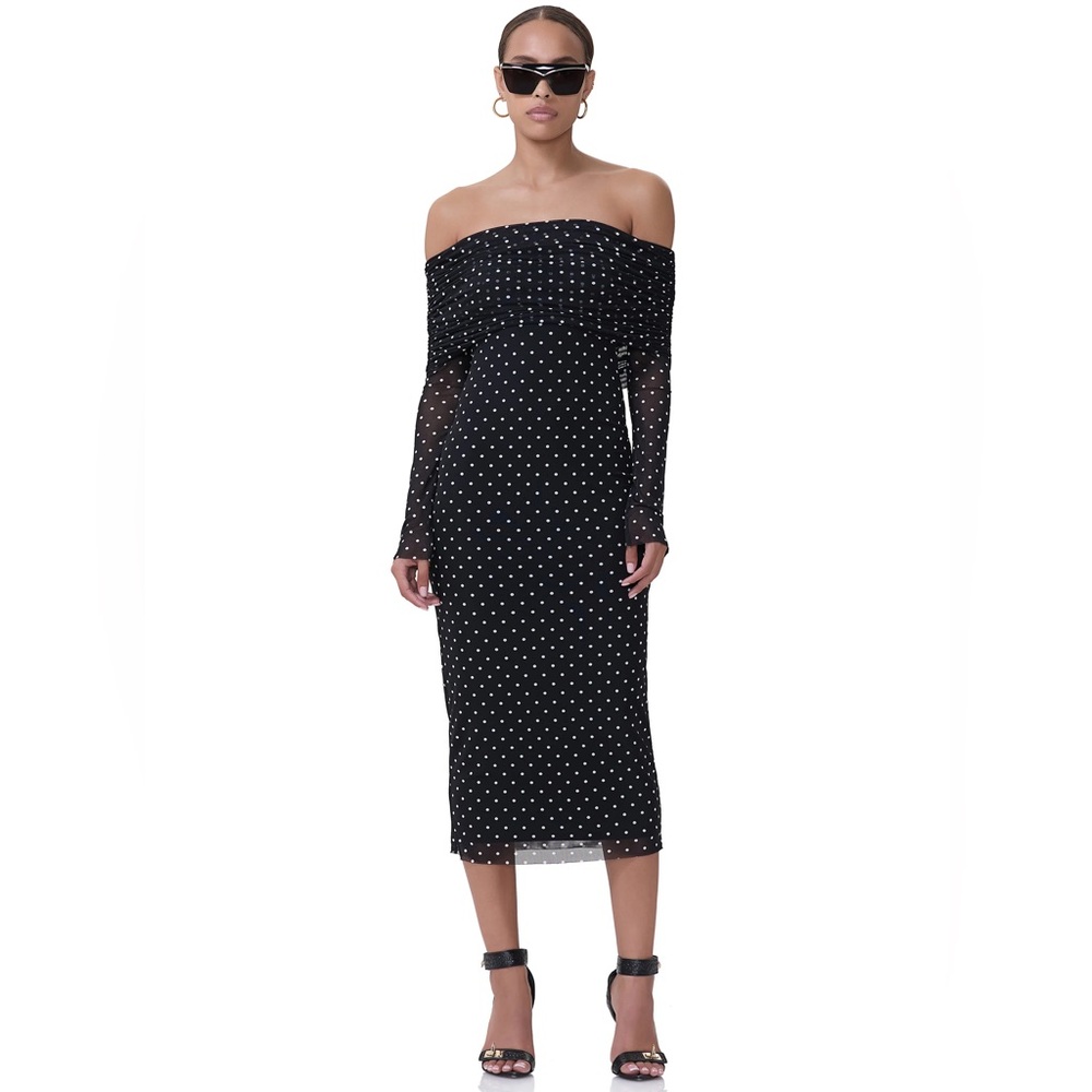 AFRM Black and White Polka Dot Long Sleeve Dress